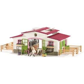 Bild på Schleich Horse Club 42344 Häststall med ryttare och hästar