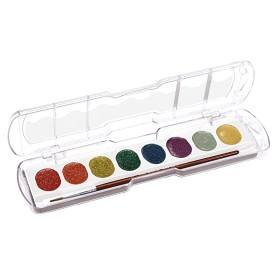 Bild på Giotto Aquarelli Vattenfärger med glitter 8-pack