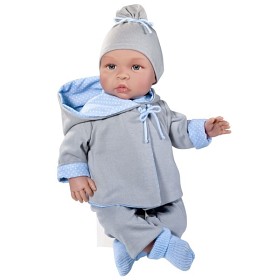 Bild på Asi - Babydocka Leo 46 cm med grå kläder