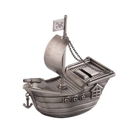 Bild på Sparbössa Piratskepp Med Gravyrplatta L 14 Cm