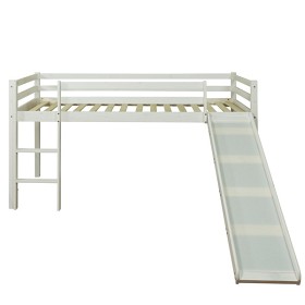 Bild på Cabin Bunk Bed Kids Children High sleeper Bed Slide white Pine mid sleeper