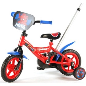 Bild på Spiderman, Barncykel med stång & stödhjul 10" röd & blå