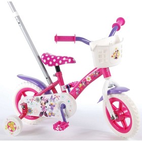 Bild på Disney Minnie, Barncykel med stång & stödhjul 10" rosa