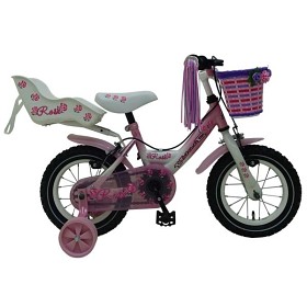 Bild på Yipeeh, Barncykel med stödhjul & handbroms - Rose 12" rosa