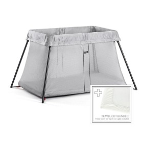 Bild på BabyBjörn Resesäng Light + Överdragslakan (Silver)