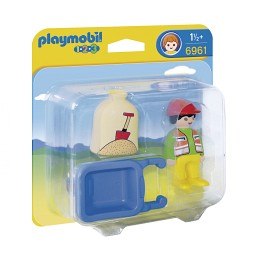 Bild på Playmobil 1.2.3 - Byggarbetare med skottkärra 6961