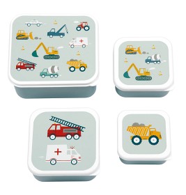 Bild på A Little Lovely Company Matlåda 4-pack Vehicles (Blå)