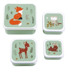 Bild på A Little Lovely Company Snackbox 4-pack Forest friends (Sage)