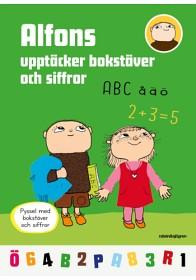 Bild på Alfons upptäcker bokstäver och siffror Pysselbok