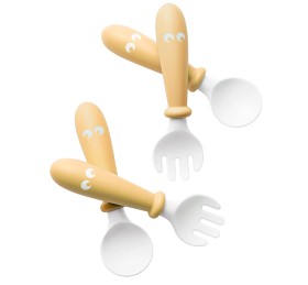 Bild på BabyBjörn Barnsked och Gaffel 4-pack (Pastellgul)