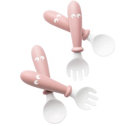 Bild på BabyBjörn Barnsked och Gaffel 4-pack (Pastellrosa)