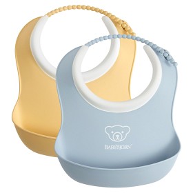 Bild på BabyBjörn Liten Haklapp 2-pack (Blekgul/Blekblå)