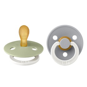 Bild på BIBS Colour 2-pack Latex Nattnapp 0-6 mån Symmetrisk (Sage GLOW/Cloud GLOW)