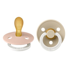 Bild på BIBS Colour 2-pack Latex Nattnapp 6-18 mån Symmetrisk (Blush GLOW/Vanilla GLOW)