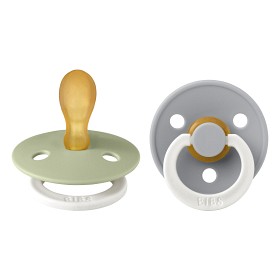 Bild på BIBS Colour 2-pack Latex Nattnapp 6-18 mån Symmetrisk (Sage GLOW/Cloud GLOW)