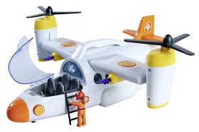 Bild på Brandman Sam Räddningsflygplan med figur