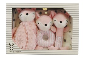 Bild på Carlobaby Presentset Filtar och Skallror (Rosa Räv)