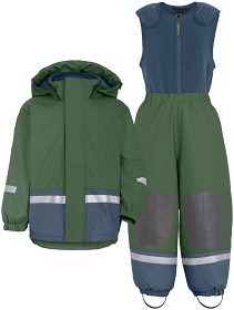 Bild på Didriksons Boardman Fleecefodrat Regnställ Strl 80 (Green Mist)