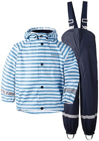 Bild på Didriksons Slaskeman Randigt Regnställ (Malibu Blue)