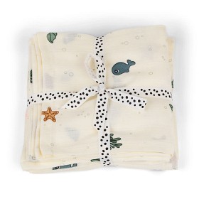 Bild på Done by Deer Filt 2-p 120x120 cm Sea Friends (Beige)