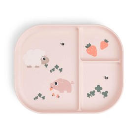 Bild på Done By Deer Tallrik med fack Tiny Farm (Powder)