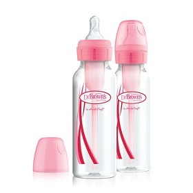 Bild på Dr Brown Narrow Neck Options Nappflaska 250 ml 2-pack (Rosa)