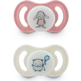 Bild på Esska Happy Mini Glow Napp Silikon 2-pack 0-6 mån (Hoppis/Bollis)