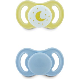 Bild på Esska Happy Mini Napp Silikon 2-pack 0-6 mån (Måne/Blå)