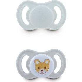 Bild på Esska Happy Mini Napp Silikon 2-pack 0-6 mån (Teddy/Grå)
