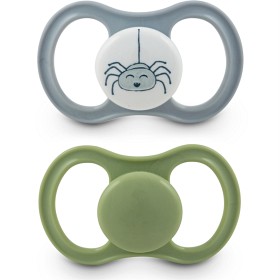 Bild på Esska Happy Napp Silikon 2-pack 4-36 mån (Spindel/Grön)
