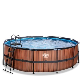 Bild på EXIT Wood pool 450x122cm med sandfilterpump (Brun)