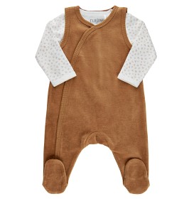 Bild på Fixoni Set med Body & Velour Sparkdräkt (Vit/Brun)