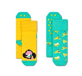 Bild på Happy Socks 2-pack Monkey & Banana Anti Slip Strumpor Strl 6-12 mån