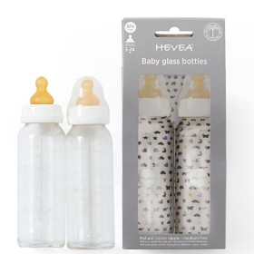 Bild på Hevea Nappflaska i glas 240ml 2-pack