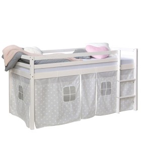 Bild på Homestyle Loftsäng Med Gardin Vita Stjärnor 90x200 cm (Vit)