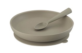 Bild på I'm Cute Tallrik + Sked Silikon (Taupe)