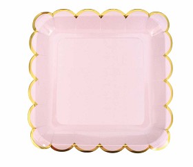 Bild på JaBaDaBaDo Papptallrik (rosa/guld)