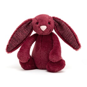Bild på Jellycat Bashful Sparkly Cassis Kanin 18 cm (Vinröd)