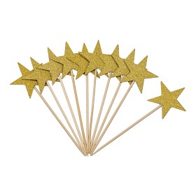 Bild på Joker Party Picks Glitter Stars 10-pack (Guld)