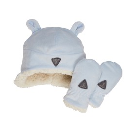 Bild på KOMBI Sherpa Babyset Mössa och Vantar (Ljusblå)