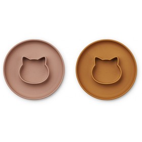 Bild på Liewood Gordon Tallrik 2-pack Cat (Dark Rose/Mustard Mix)