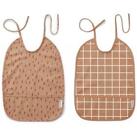 Bild på Liewood Haklapp Lai 2-pack Check/Graphic stroke (Tuscany Rose Mix)