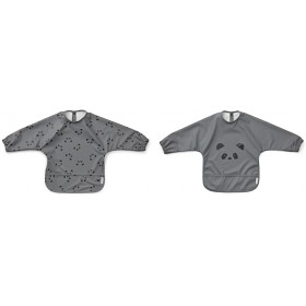 Bild på Liewood Haklapp med ärm Merle 2-pack (Panda Stone Grey)