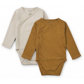 Bild på Liewood Hali Långärmad Body 2-pack (Golden caramel/sandy mix)