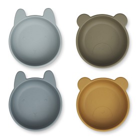Bild på Liewood Iggy Silikonskål 4 st (Golden Caramel/ Blue mix)