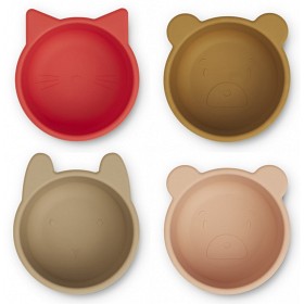 Bild på Liewood Malene Silikonskål 4-pack (Apple Red/ Tuscany Rose Multi Mix)