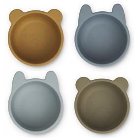 Bild på Liewood Malene Silikonskål 4-p (Golden Caramel/ Blue Multi Mix)