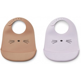Bild på Liewood Tilda Silicone Bib 2-p Cat Light lavender mix