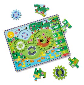 Bild på Melissa & Doug Gear Spinning Djur Träpussel (24-bitar)