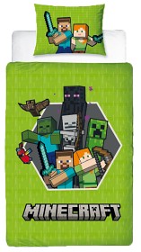Bild på Minecraft Påslakanset 150x210 cm (Grön)